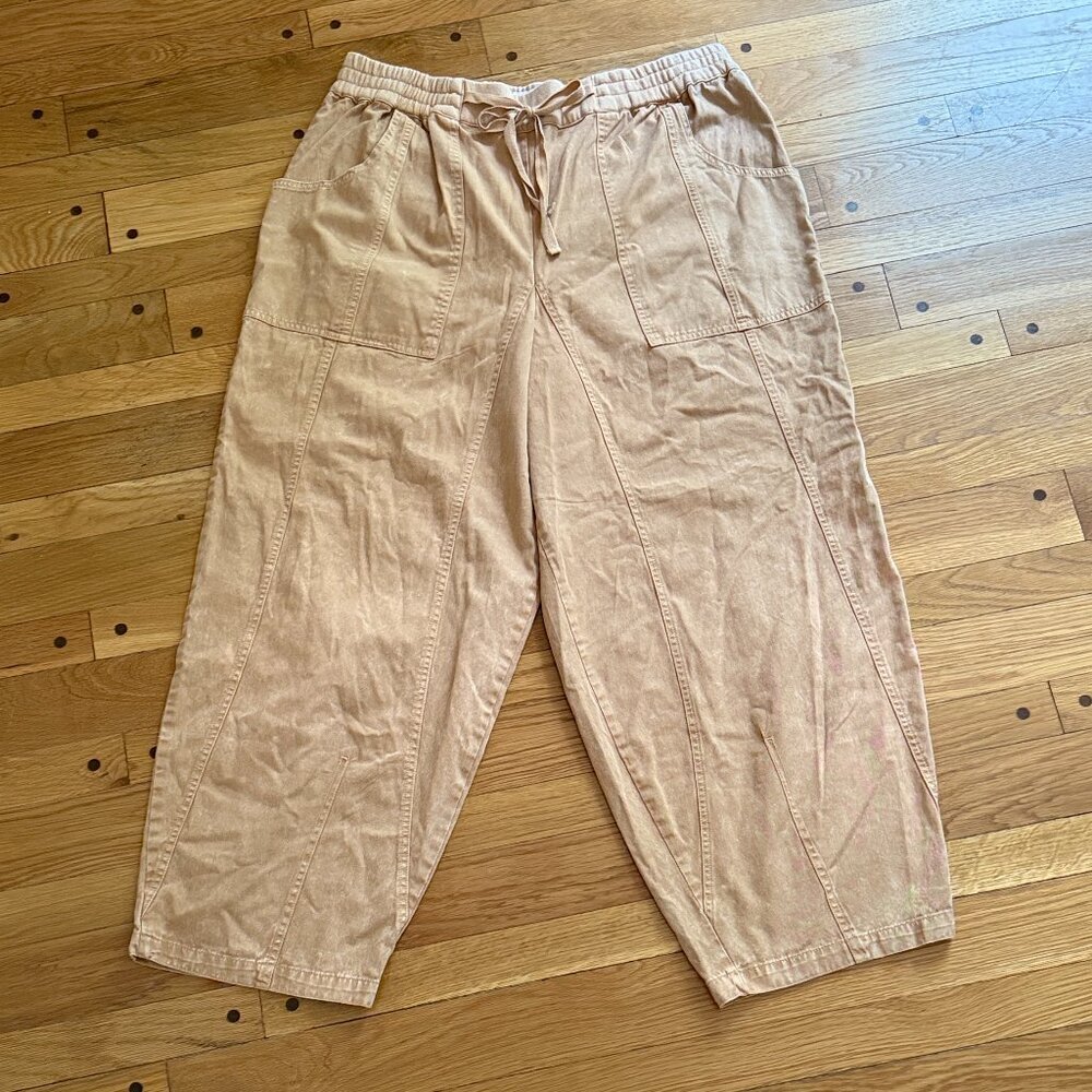 BDG Cropped Drawstring Utility Pants in Light Peach
